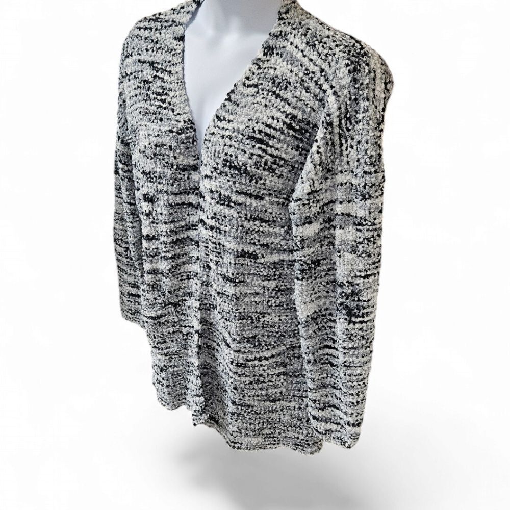 RACHEL & ZOE Womens open front cozy black & white popcorn knit cardigan XL - Picture 3 of 10